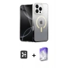MARSİLYAN™- iPhone 16 Pro Max Kılıf Eksen Minimal Özel Seri - Siyah Bilvis 5in1 3D Magic Cam Ekran Koruyucu + PVD Metal Kamera Lens - SH