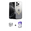 MARSİLYAN™- iPhone 16 Pro Max Kılıf Eksen Minimal Özel Seri - Siyah Bilvis 5in1 3D Magic Cam Ekran Koruyucu + Pers Alüminyum Kamera Lens - GS