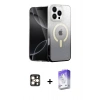 MARSİLYAN™- iPhone 16 Pro Max Kılıf Eksen Minimal Özel Seri - Siyah Bilvis 5in1 3D Magic Cam Ekran Koruyucu + PVD Metal Kamera Lens - GD