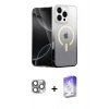 MARSİLYAN™- iPhone 16 Pro Max Kılıf Eksen Minimal Özel Seri - Siyah Bilvis 5in1 3D Magic Cam Ekran Koruyucu + Pers Alüminyum Kamera Lens - GI