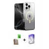 MARSİLYAN™- iPhone 16 Pro Max Kılıf Eksen Minimal Özel Seri - Siyah Bilvis 5in1 3D Magic Cam Ekran Koruyucu + Raze Metal Kamera Lens - CLTM