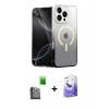 MARSİLYAN™- iPhone 16 Pro Max Kılıf Eksen Minimal Özel Seri - Siyah Bilvis 5in1 5D Magic Hayalet Cam Ekran Koruyucu + Raze Metal Kamera Lens - SH