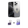 MARSİLYAN™- iPhone 16 Pro Max Kılıf Eksen Minimal Özel Seri - Siyah Bilvis 5in1 5D Magic Hayalet Cam Ekran Koruyucu + Siyah Bilvis Titan Kamera Lens