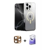 MARSİLYAN™- iPhone 16 Pro Max Kılıf Eksen Minimal Özel Seri - Siyah Bilvis 5in1 5D Magic Hayalet Cam Ekran Koruyucu + Pers Alüminyum Kamera Lens - CLTM