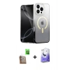 MARSİLYAN™- iPhone 16 Pro Max Kılıf Eksen Minimal Özel Seri - Siyah Bilvis 5in1 5D Magic Hayalet Cam Ekran Koruyucu + Raze Metal Kamera Lens - CLTM
