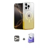 MARSİLYAN™- iPhone 16 Pro Max Kılıf Eksen Minimal Özel Seri - Siyah Bilvis 5in1 5D Magic Hayalet Cam Ekran Koruyucu + Gold PVD Metal Kamera Lens