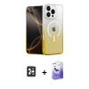 MARSİLYAN™- iPhone 16 Pro Max Kılıf Eksen Minimal Özel Seri - Siyah Bilvis 5in1 5D Magic Hayalet Cam Ekran Koruyucu + PVD Metal Kamera Lens - SH