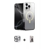 MARSİLYAN™- iPhone 16 Pro Max Kılıf Eksen Minimal Özel Seri - Siyah Bilvis Hayalet Cam Ekran Koruyucu + Pers Alüminyum Kamera Lens - GI