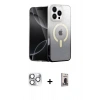 MARSİLYAN™- iPhone 16 Pro Max Kılıf Eksen Minimal Özel Seri - Siyah Bilvis Hayalet Cam Ekran Koruyucu + Pers Alüminyum Kamera Lens - GS