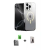 MARSİLYAN™- iPhone 16 Pro Max Kılıf Eksen Minimal Özel Seri - Siyah Bilvis Hayalet Cam Ekran Koruyucu + Raze Metal Kamera Lens - SH