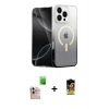 MARSİLYAN™- iPhone 16 Pro Max Kılıf Eksen Minimal Özel Seri - Siyah Buffer Cam Ekran Koruyucu + Raze Metal Kamera Lens - NLGY