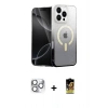 MARSİLYAN™- iPhone 16 Pro Max Kılıf Eksen Minimal Özel Seri - Siyah Buffer Cam Ekran Koruyucu + Pers Alüminyum Kamera Lens - GS