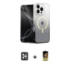 MARSİLYAN™- iPhone 16 Pro Max Kılıf Eksen Minimal Özel Seri - Siyah Buffer Cam Ekran Koruyucu + PVD Metal Kamera Lens - SH