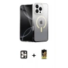 MARSİLYAN™- iPhone 16 Pro Max Kılıf Eksen Minimal Özel Seri - Siyah Buffer Cam Ekran Koruyucu + PVD Metal Kamera Lens - GD