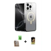 MARSİLYAN™- iPhone 16 Pro Max Kılıf Eksen Minimal Özel Seri - Siyah Buffer Cam Ekran Koruyucu + Raze Metal Kamera Lens - CLTM