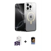 MARSİLYAN™- iPhone 16 Pro Max Kılıf Eksen Minimal Özel Seri - Siyah Buffer Hayalet Cam Ekran Koruyucu + Bilvis Titan Kamera Lens - GS