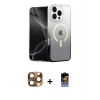 MARSİLYAN™- iPhone 16 Pro Max Kılıf Eksen Minimal Özel Seri - Siyah Buffer Hayalet Cam Ekran Koruyucu + Pers Alüminyum Kamera Lens - CLTM