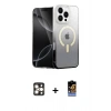 MARSİLYAN™- iPhone 16 Pro Max Kılıf Eksen Minimal Özel Seri - Siyah Buffer Hayalet Cam Ekran Koruyucu + Gold PVD Metal Kamera Lens