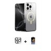 MARSİLYAN™- iPhone 16 Pro Max Kılıf Eksen Minimal Özel Seri - Siyah Buffer Hayalet Cam Ekran Koruyucu + Pers Alüminyum Kamera Lens - GI