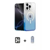 MARSİLYAN™- iPhone 16 Pro Max Kılıf Eksen Minimal Özel Seri - Siyah Joko Magic 5D Cam + Gümüş PVD Metal Kamera Lens