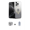 MARSİLYAN™- iPhone 16 Pro Max Kılıf Eksen Minimal Özel Seri - Siyah Joko Magic 5D Cam + Pers Alüminyum Kamera Lens - GI