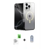 MARSİLYAN™- iPhone 16 Pro Max Kılıf Eksen Minimal Özel Seri - Siyah Joko Magic 5D Cam + Raze Metal Kamera Lens - BZ