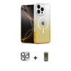 MARSİLYAN™- iPhone 16 Pro Max Kılıf Eksen Minimal Özel Seri - Siyah Joko Magic 5D Hayalet Cam + Gri Pers Alüminyum Kamera Lens