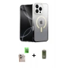 MARSİLYAN™- iPhone 16 Pro Max Kılıf Eksen Minimal Özel Seri - Siyah Joko Magic 5D Hayalet Cam + Raze Metal Kamera Lens - NLGY