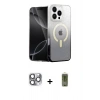 MARSİLYAN™- iPhone 16 Pro Max Kılıf Eksen Minimal Özel Seri - Siyah Joko Magic 5D Hayalet Cam + Pers Alüminyum Kamera Lens - GI
