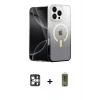 MARSİLYAN™- iPhone 16 Pro Max Kılıf Eksen Minimal Özel Seri - Siyah Joko Magic 5D Hayalet Cam + PVD Metal Kamera Lens - GS