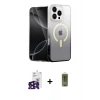 MARSİLYAN™- iPhone 16 Pro Max Kılıf Eksen Minimal Özel Seri - Siyah Joko Magic 5D Hayalet Cam + Bilvis Titan Kamera Lens - SH