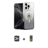MARSİLYAN™- iPhone 16 Pro Max Kılıf Eksen Minimal Özel Seri - Siyah Joko Magic 5D Hayalet Cam + PVD Metal Kamera Lens - SH