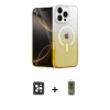 MARSİLYAN™- iPhone 16 Pro Max Kılıf Eksen Minimal Özel Seri - Siyah Joko Magic 5D Hayalet Cam + PVD Metal Kamera Lens - SH