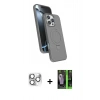 MARSİLYAN™- iPhone 16 Pro Max Kılıf İz Işık Koleksiyonu - Şeffaf 360 Full Body Arka Koruyucu + Pers Alüminyum Kamera Lens - GS