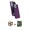MARSİLYAN™- iPhone 16 Pro Max Kılıf İz Işık Koleksiyonu - Şeffaf 360 Full Body Arka Koruyucu + Pers Alüminyum Kamera Lens - CLTM