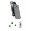 MARSİLYAN™- iPhone 16 Pro Max Kılıf İz Işık Koleksiyonu - Şeffaf Pasifik Cam Ekran Koruyucu + Beyaz Raze Metal Kamera Lens