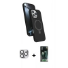 MARSİLYAN™- iPhone 16 Pro Max Kılıf İz Işık Koleksiyonu - Siyah 360 Mat Full Body Arka Koruyucu + Pers Alüminyum Kamera Lens - GI