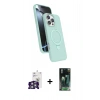 MARSİLYAN™- iPhone 16 Pro Max Kılıf İz Işık Koleksiyonu - Siyah 360 Mat Full Body Arka Koruyucu + Gümüş Bilvis Titan Kamera Lens
