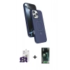 MARSİLYAN™- iPhone 16 Pro Max Kılıf İz Işık Koleksiyonu - Siyah 360 Mat Full Body Arka Koruyucu + Gümüş Bilvis Titan Kamera Lens