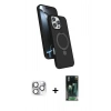 MARSİLYAN™- iPhone 16 Pro Max Kılıf İz Işık Koleksiyonu - Siyah 360 Mat Full Body Arka Koruyucu + Pers Alüminyum Kamera Lens - GS