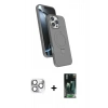 MARSİLYAN™- iPhone 16 Pro Max Kılıf İz Işık Koleksiyonu - Siyah 360 Mat Full Body Arka Koruyucu + Pers Alüminyum Kamera Lens - GS