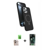 MARSİLYAN™- iPhone 16 Pro Max Kılıf İz Işık Koleksiyonu - Siyah 360 Mat Full Body Arka Koruyucu + Raze Metal Kamera Lens - NLGY