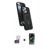 MARSİLYAN™- iPhone 16 Pro Max Kılıf İz Işık Koleksiyonu - Siyah 360 Mat Full Body Arka Koruyucu + Bilvis Titan Kamera Lens - TMGI