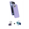 MARSİLYAN™- iPhone 16 Pro Max Kılıf İz Işık Koleksiyonu - Siyah 3D Antistatik Cam Ekran Koruyucu + Bilvis Titan Kamera Lens - TMGI