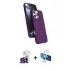 MARSİLYAN™- iPhone 16 Pro Max Kılıf İz Işık Koleksiyonu - Siyah 3D Antistatik Cam Ekran Koruyucu + Bilvis Titan Kamera Lens - SH