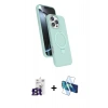 MARSİLYAN™- iPhone 16 Pro Max Kılıf İz Işık Koleksiyonu - Siyah 3D Antistatik Cam Ekran Koruyucu + Bilvis Titan Kamera Lens - TMGI