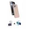 MARSİLYAN™- iPhone 16 Pro Max Kılıf İz Işık Koleksiyonu - Siyah 3D Antistatik Cam Ekran Koruyucu + Bilvis Titan Kamera Lens - SH