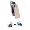 MARSİLYAN™- iPhone 16 Pro Max Kılıf İz Işık Koleksiyonu - Siyah 3D Antistatik Cam Ekran Koruyucu + Bilvis Titan Kamera Lens - GS