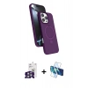 MARSİLYAN™- iPhone 16 Pro Max Kılıf İz Işık Koleksiyonu - Siyah 3D Antistatik Cam Ekran Koruyucu + Bilvis Titan Kamera Lens - GS