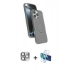 MARSİLYAN™- iPhone 16 Pro Max Kılıf İz Işık Koleksiyonu - Siyah 3D Antistatik Cam Ekran Koruyucu + Pers Alüminyum Kamera Lens - GI